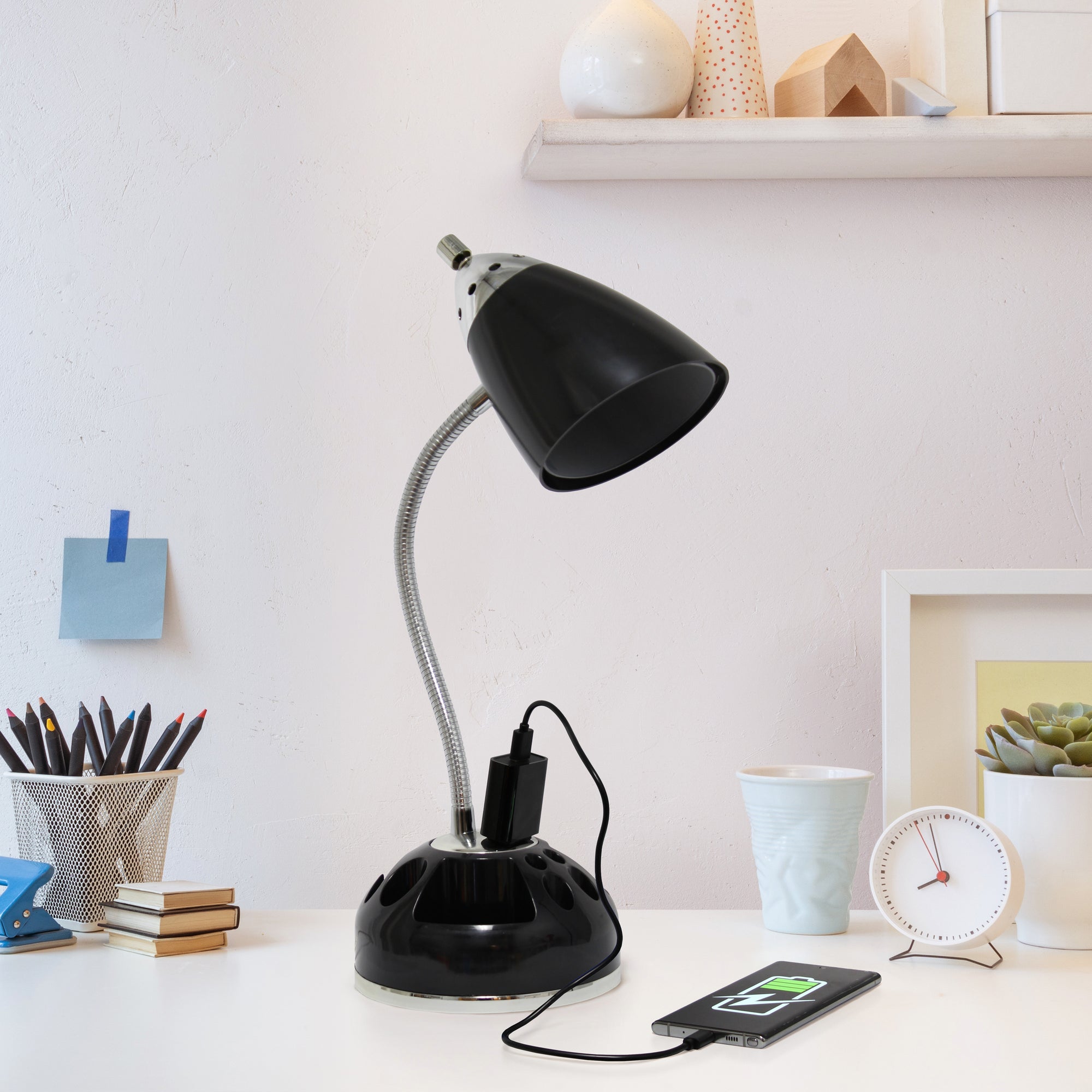 Sleek Essentials USB Port 19.5" Swivel Desk Lamp