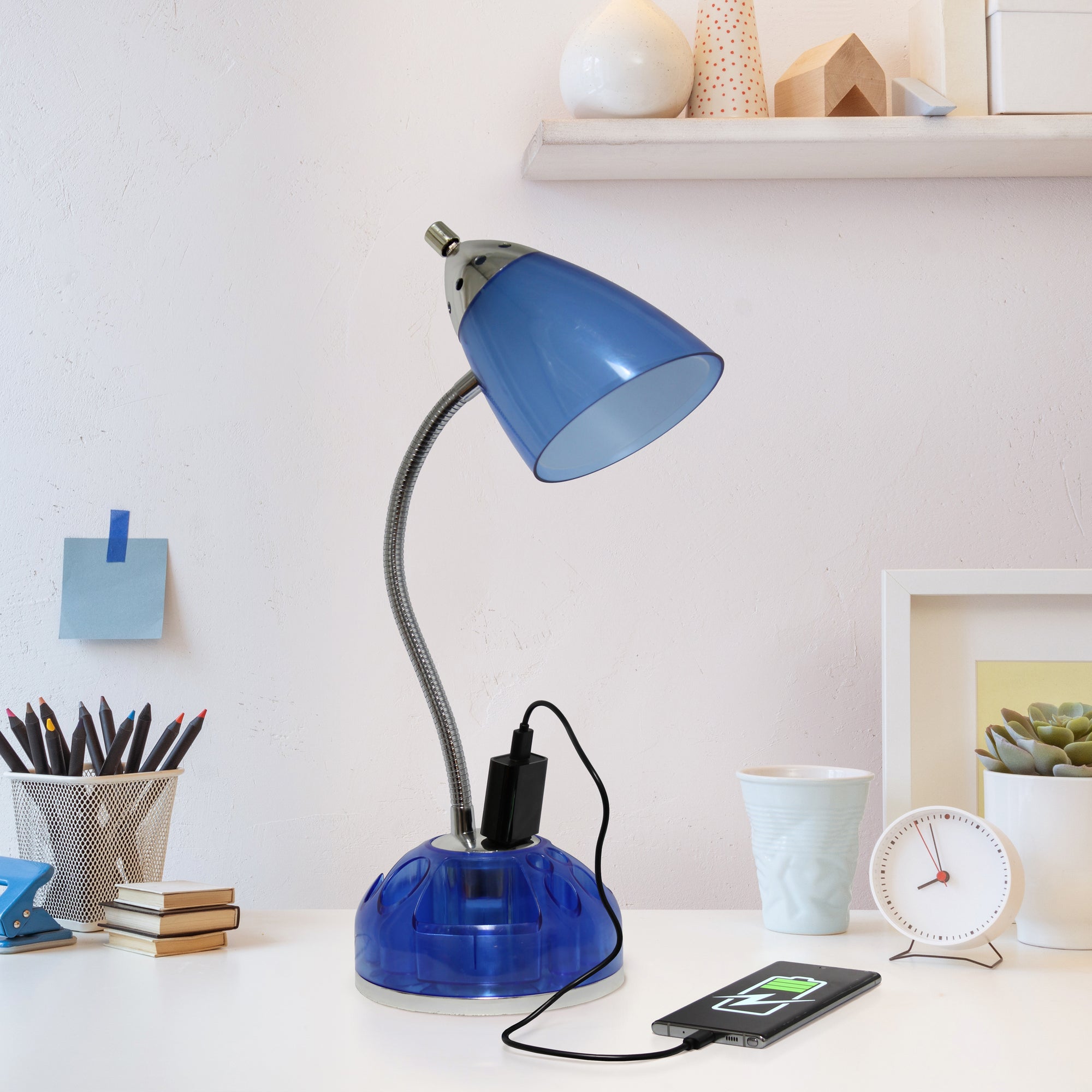 Sleek Essentials USB Port 19.5" Swivel Desk Lamp