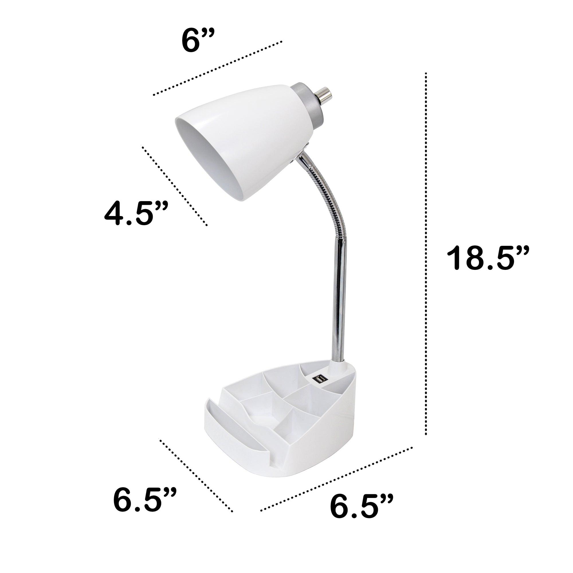 Sleek Essentials Flexible USB Port 18.5" Desk Lamp