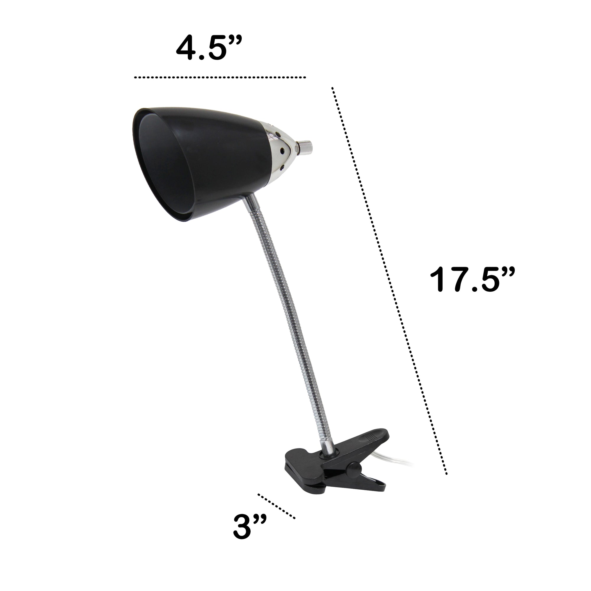 Basic Clip On Reading Light 17.5" Flexible Gooseneck