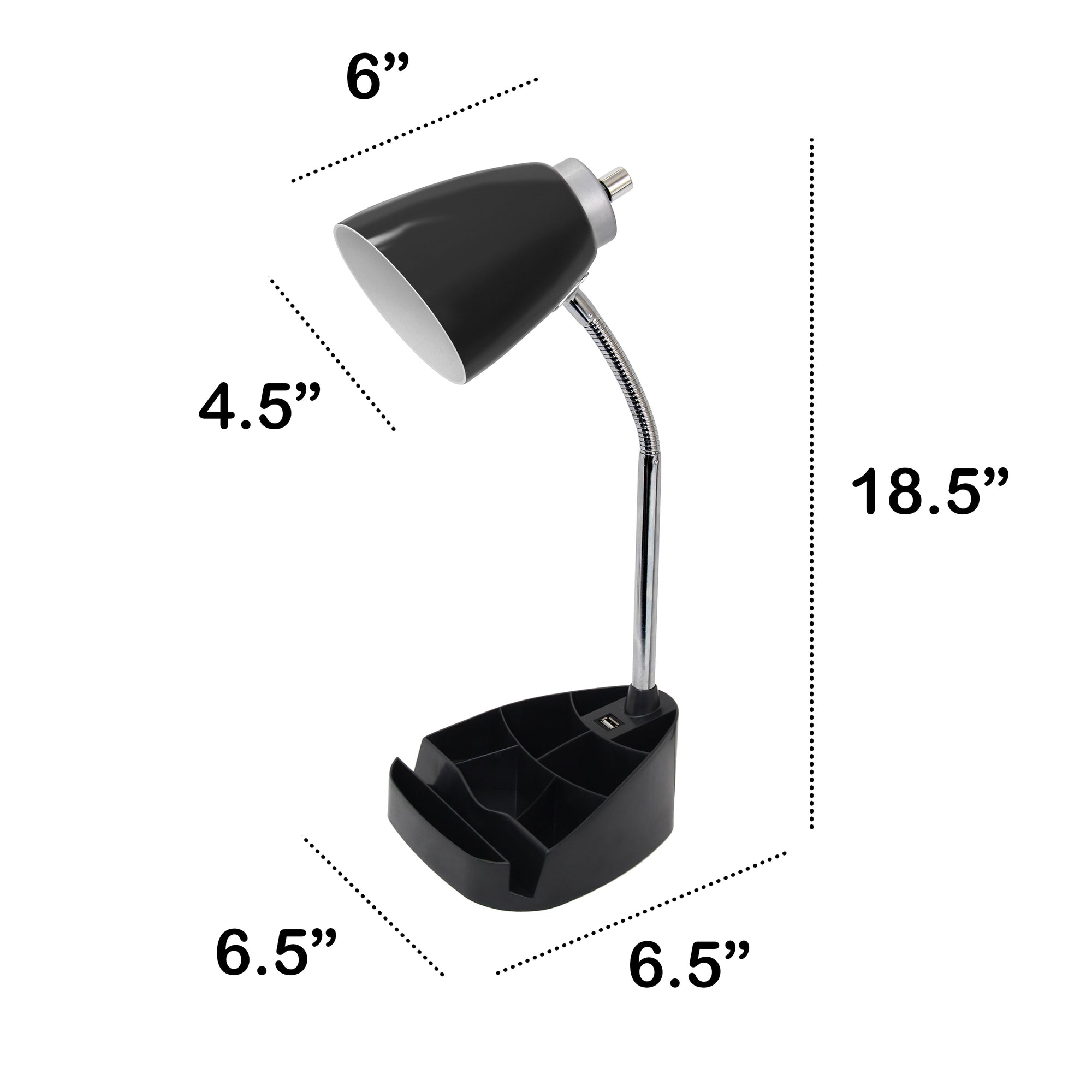 Sleek Essentials Flexible USB Port 18.5" Desk Lamp