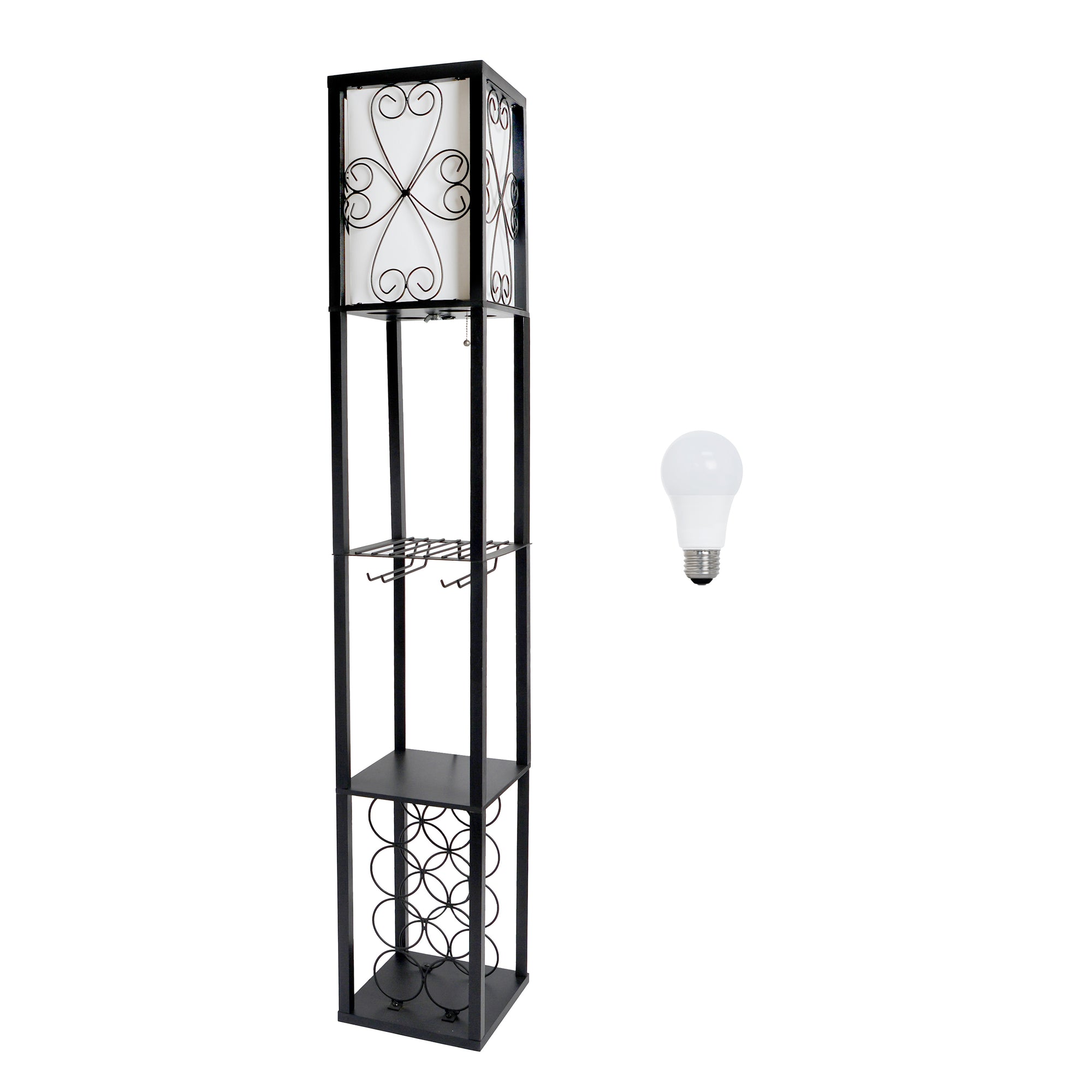 Vino Wine Rack and Storage 62.5" Floor Lamp