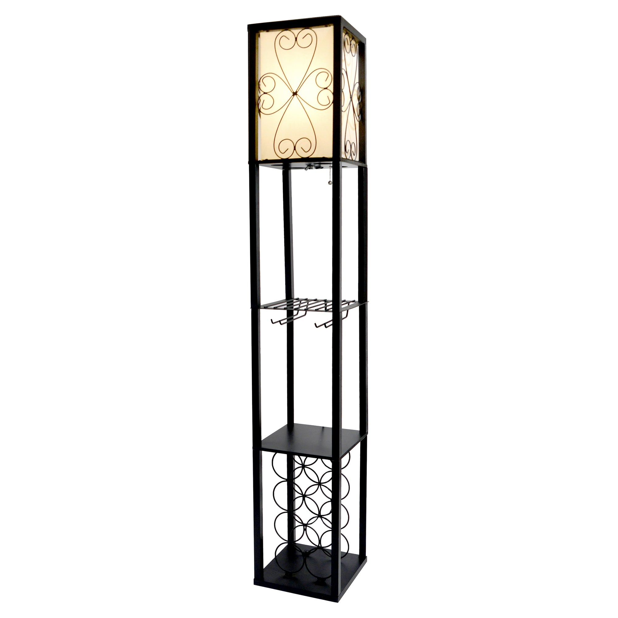 Vino Wine Rack and Storage 62.5" Floor Lamp