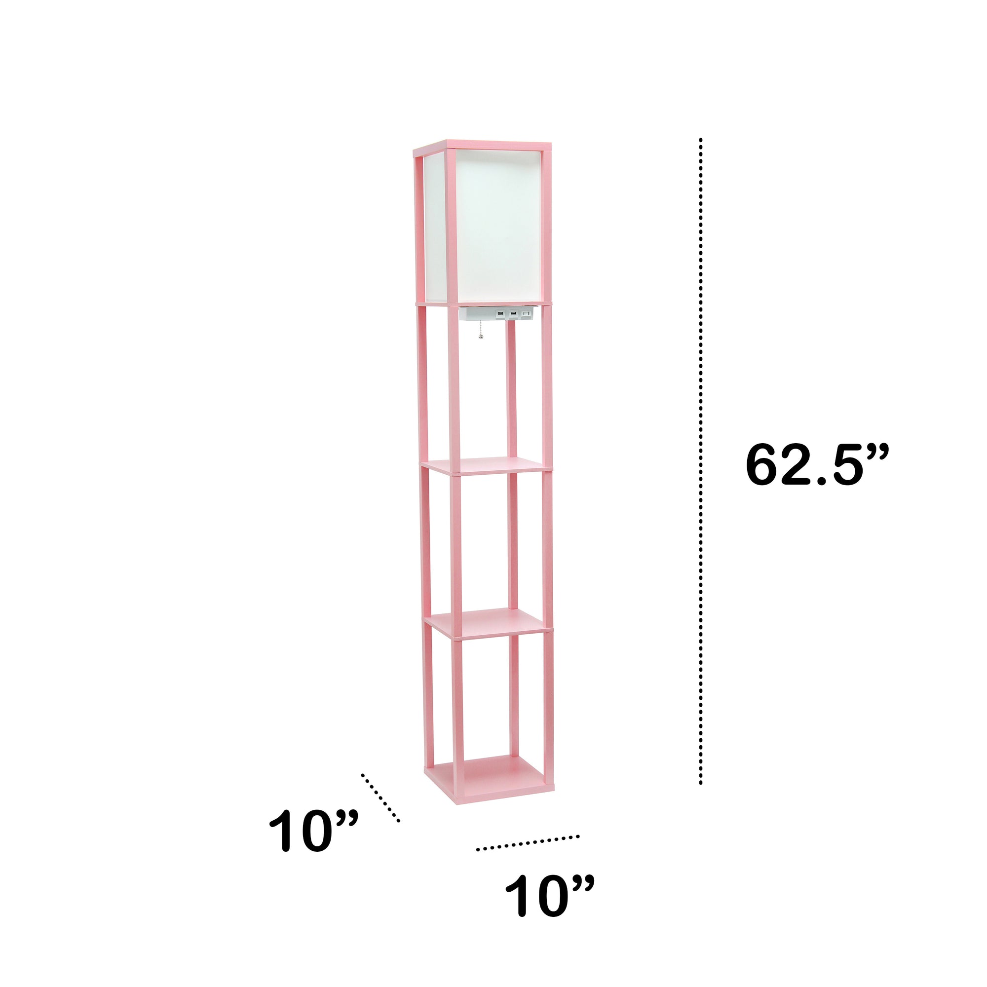 Multifunctional 3-Tier Storage USB Charging Port 62.5" Floor Lamp