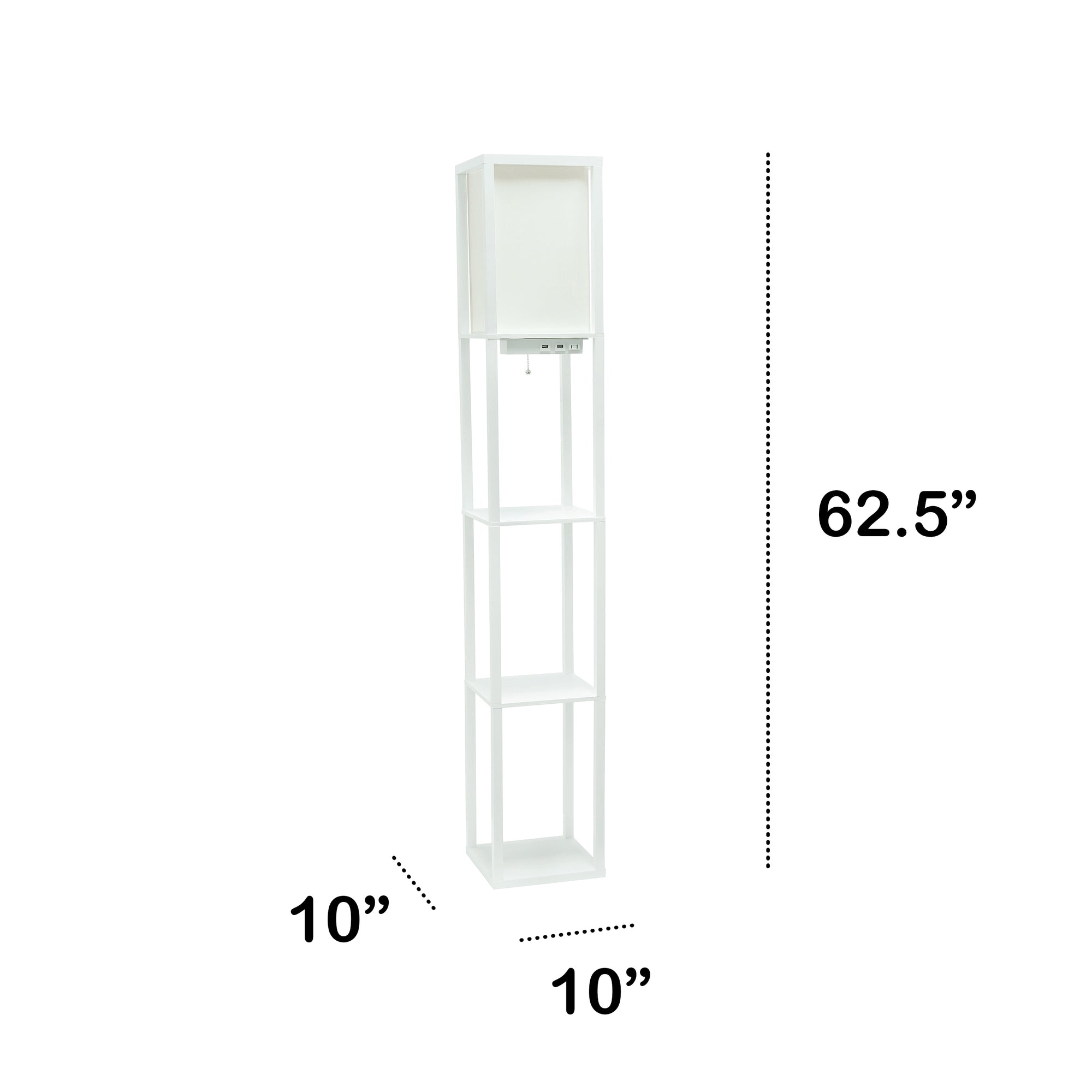 Multifunctional 3-Tier Storage USB Charging Port 62.5" Floor Lamp