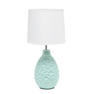 Traditional Ceramic Textured Tear Drop Shaped 14.17" Table Desk Lamp