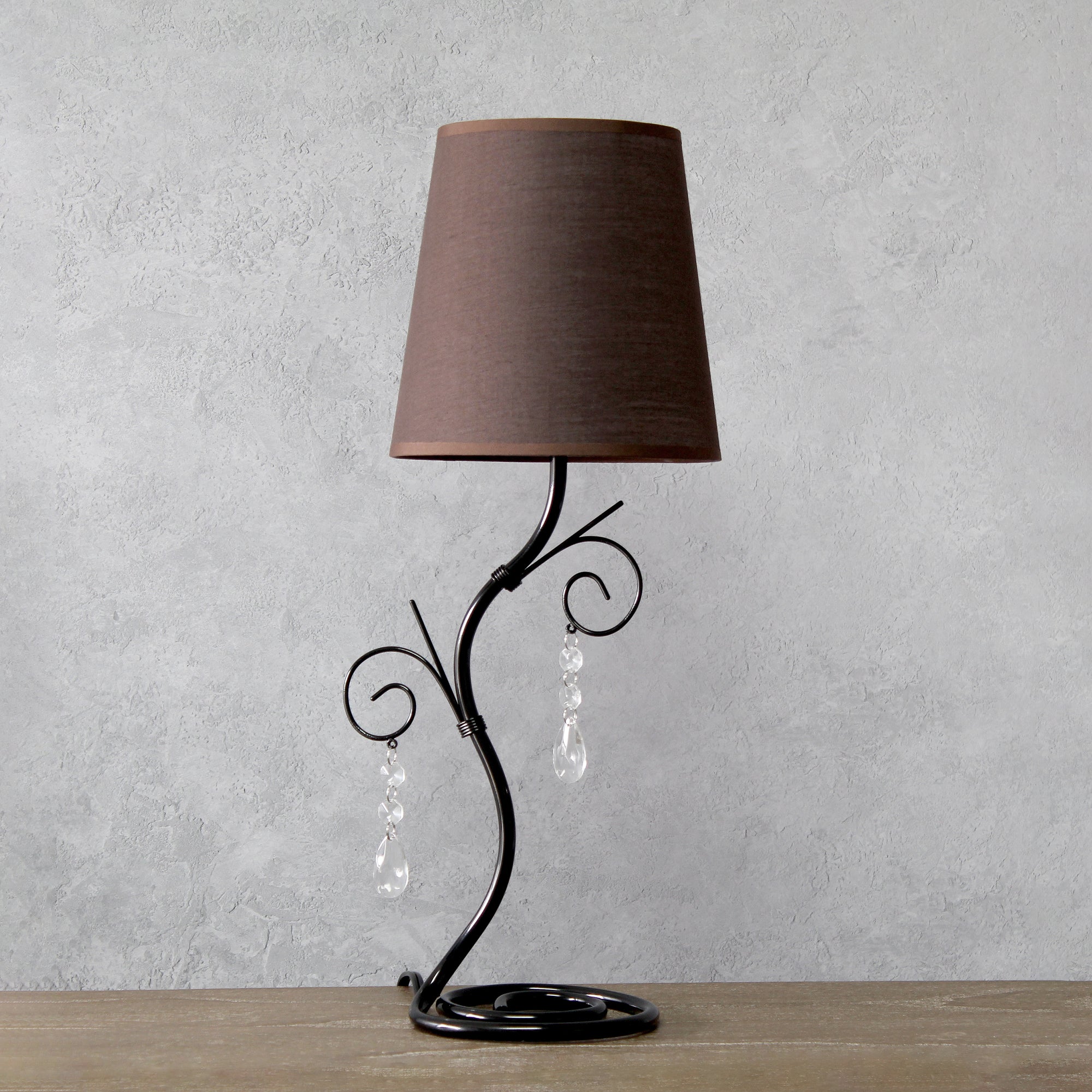 Contemporary Brown Fabric Shade Metal Winding Ivy 19" Table Desk Lamp