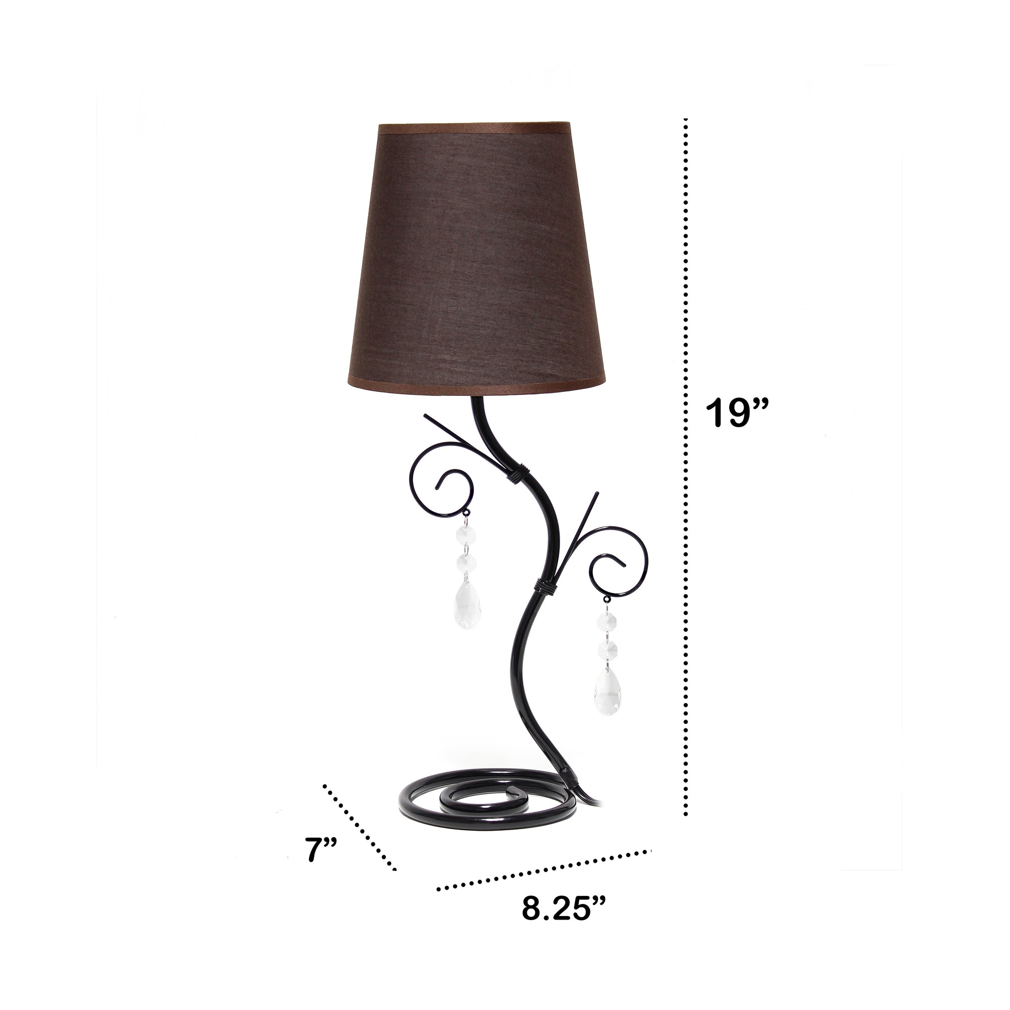 Contemporary Brown Fabric Shade Metal Winding Ivy 19" Table Desk Lamp