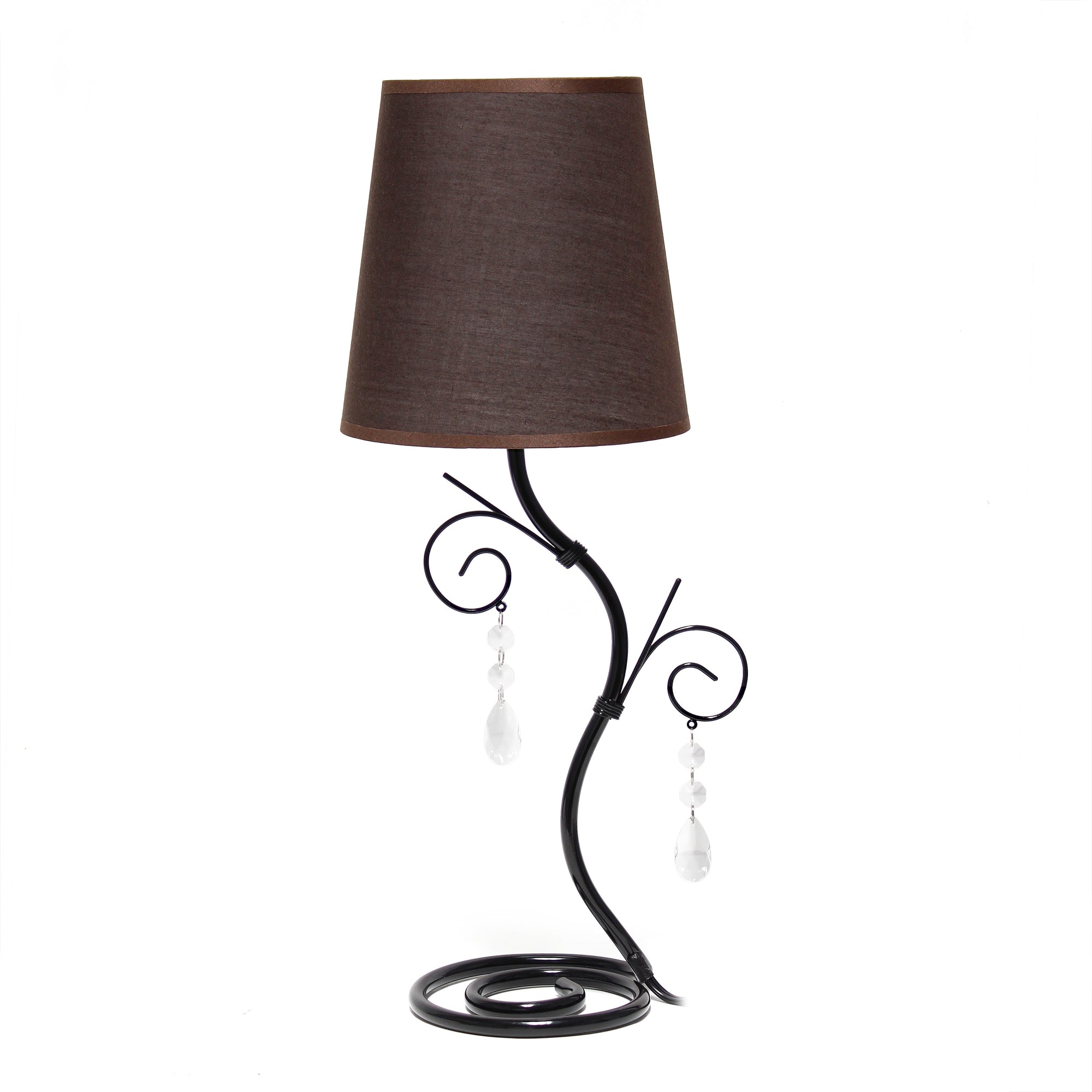 Contemporary Brown Fabric Shade Metal Winding Ivy 19" Table Desk Lamp