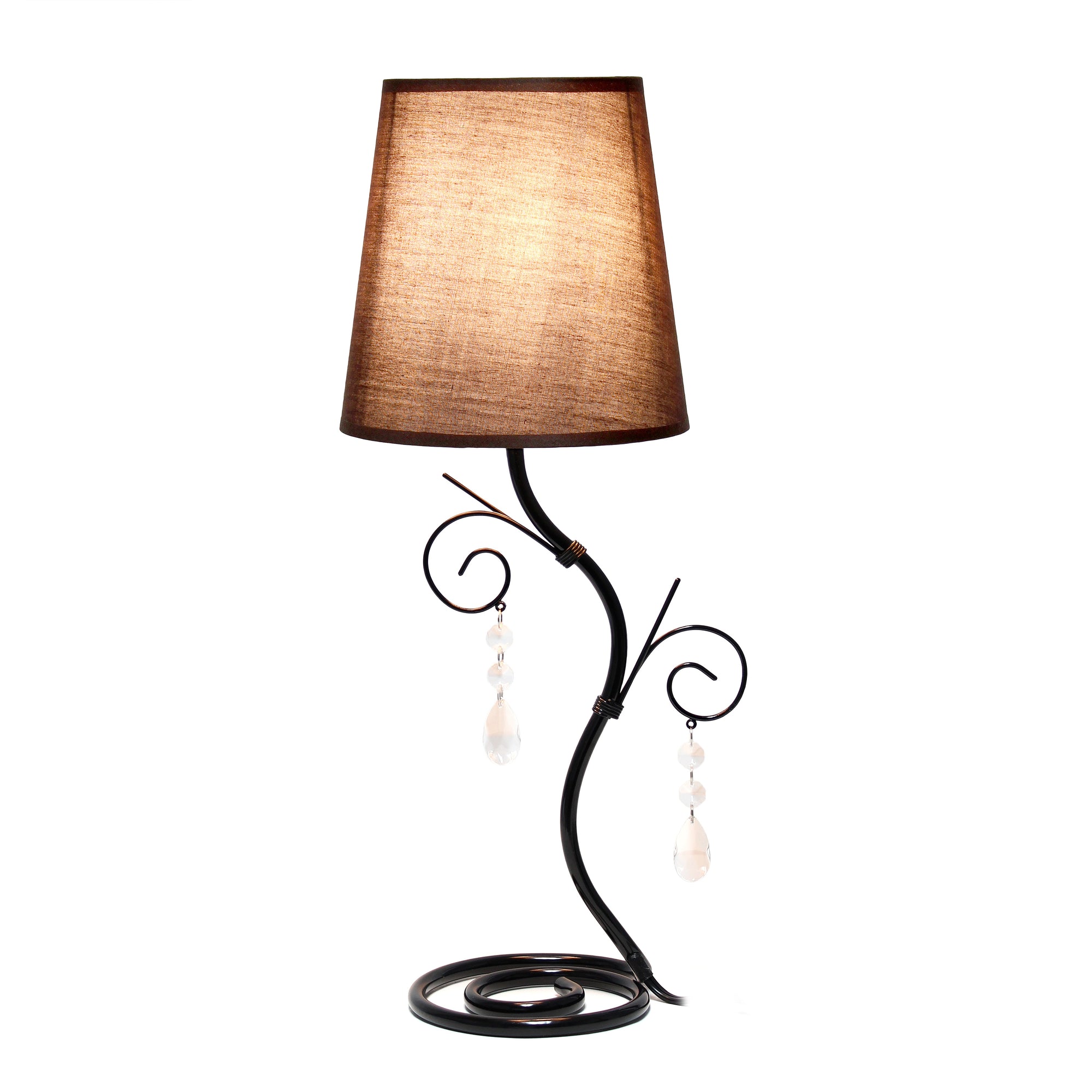 Contemporary Brown Fabric Shade Metal Winding Ivy 19" Table Desk Lamp