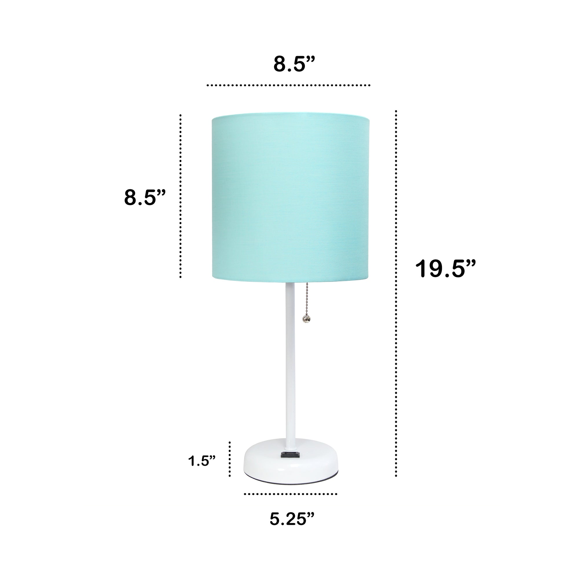 Contemporary White Metal USB Charging Port 19.5" Table Desk Lamp