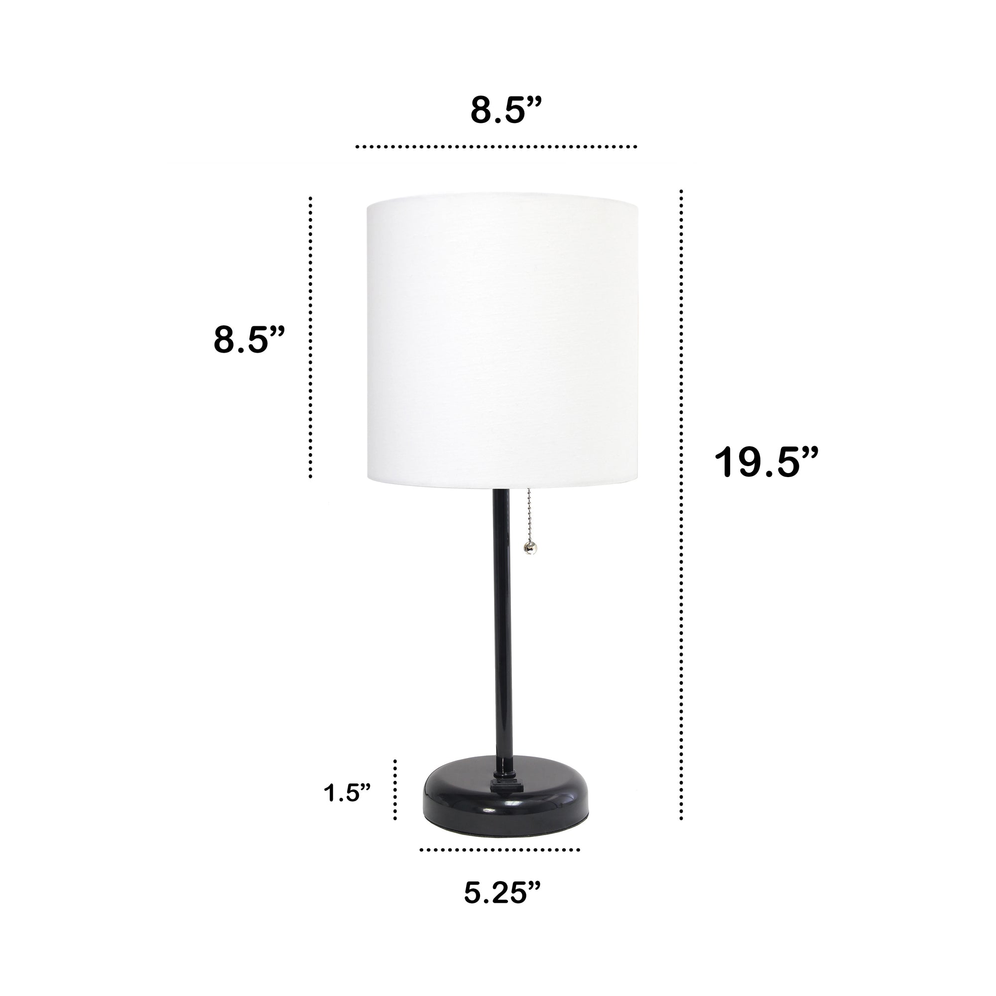 Contemporary White Metal USB Charging Port 19.5" Table Desk Lamp