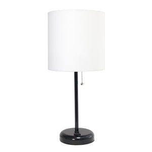 Contemporary White Metal USB Charging Port 19.5" Table Desk Lamp