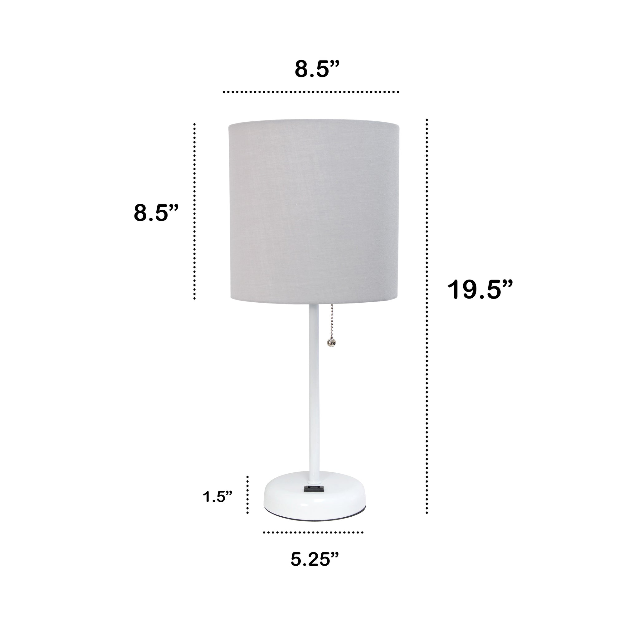 Contemporary White Metal USB Charging Port 19.5" Table Desk Lamp