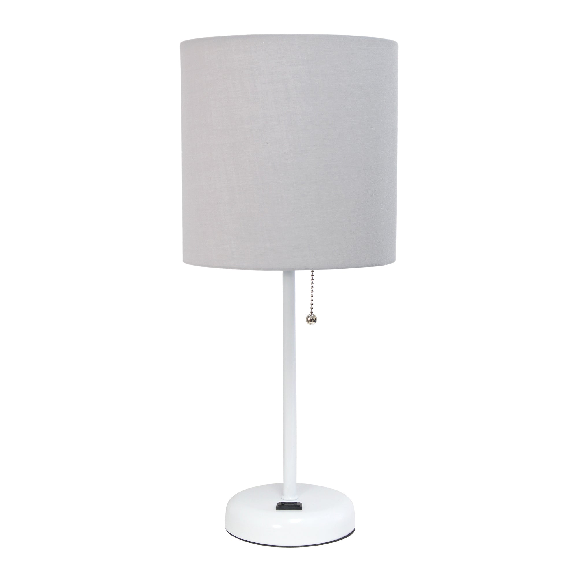 Contemporary White Metal USB Charging Port 19.5" Table Desk Lamp