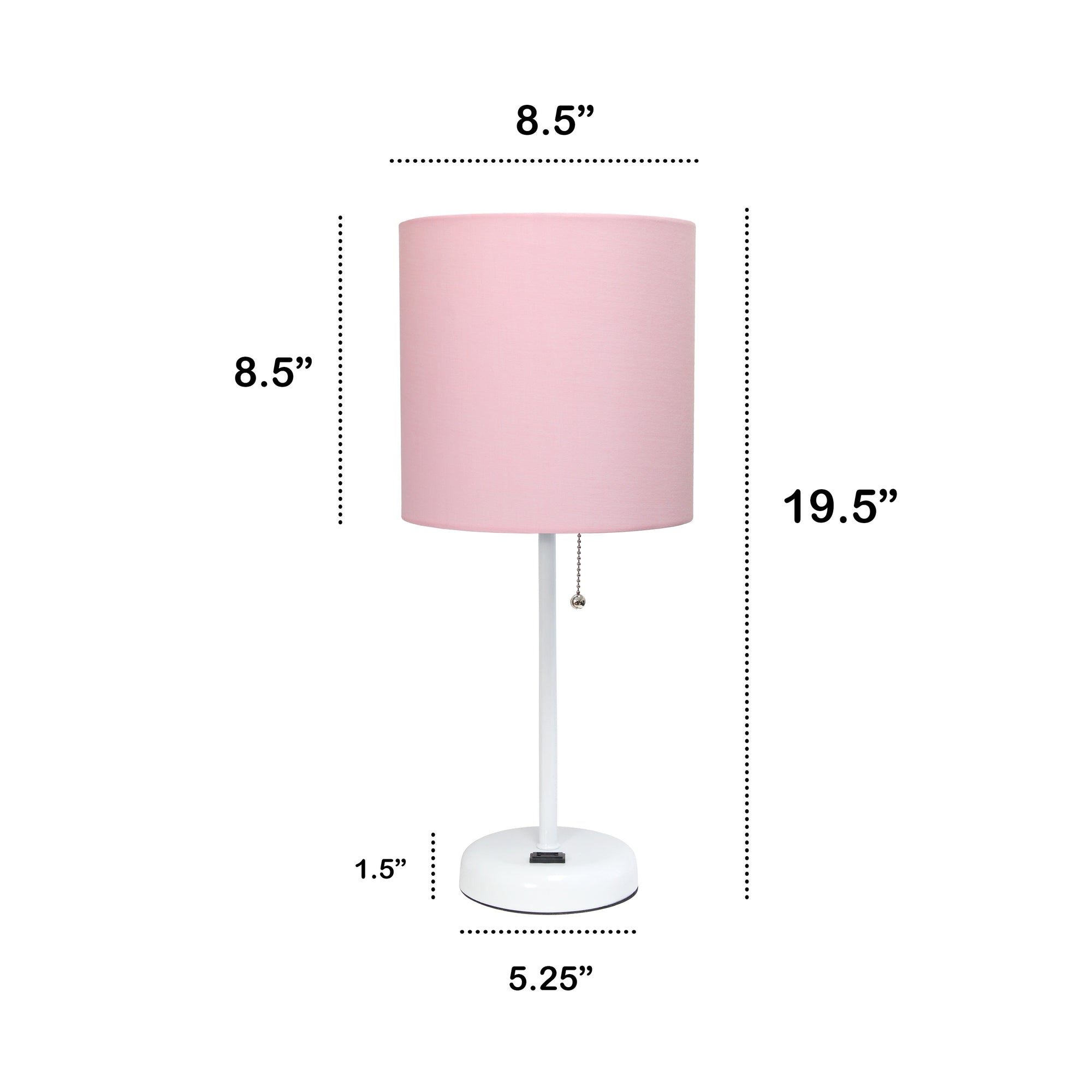 Contemporary White Metal USB Charging Port 19.5" Table Desk Lamp