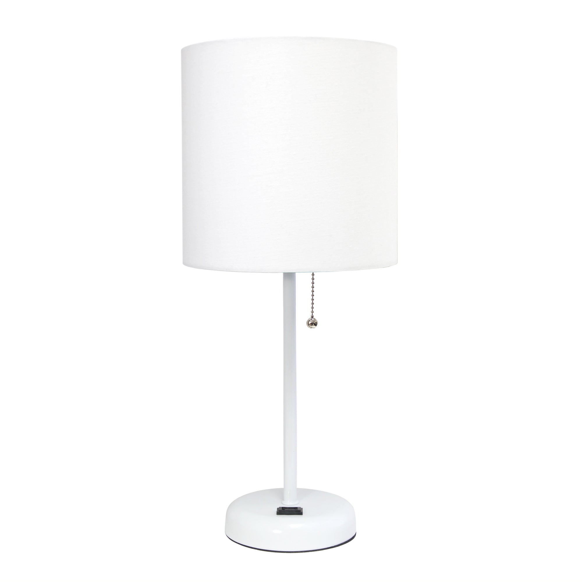 Contemporary White Metal USB Charging Port 19.5" Table Desk Lamp