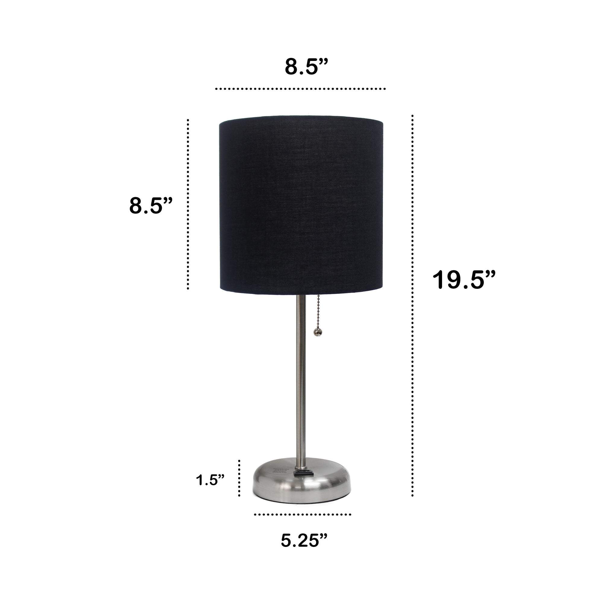 Contemporary Brushed Steel Metal USB Charging Port 19.5" Table Desk Lamp