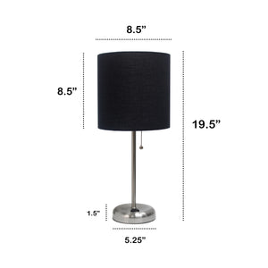 Contemporary Brushed Steel Metal USB Charging Port 19.5" Table Desk Lamp