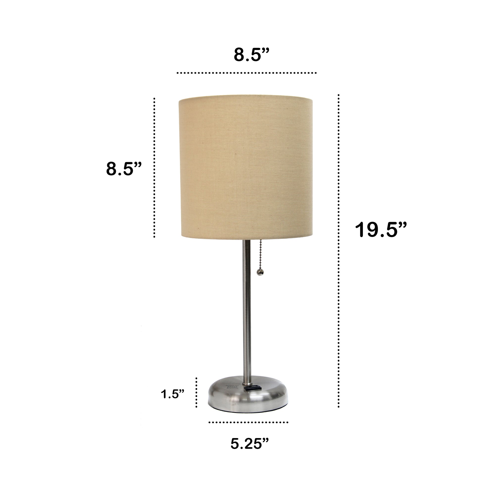 Contemporary Brushed Steel Metal USB Charging Port 19.5" Table Desk Lamp