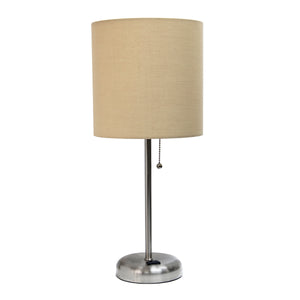 Contemporary Brushed Steel Metal USB Charging Port 19.5" Table Desk Lamp