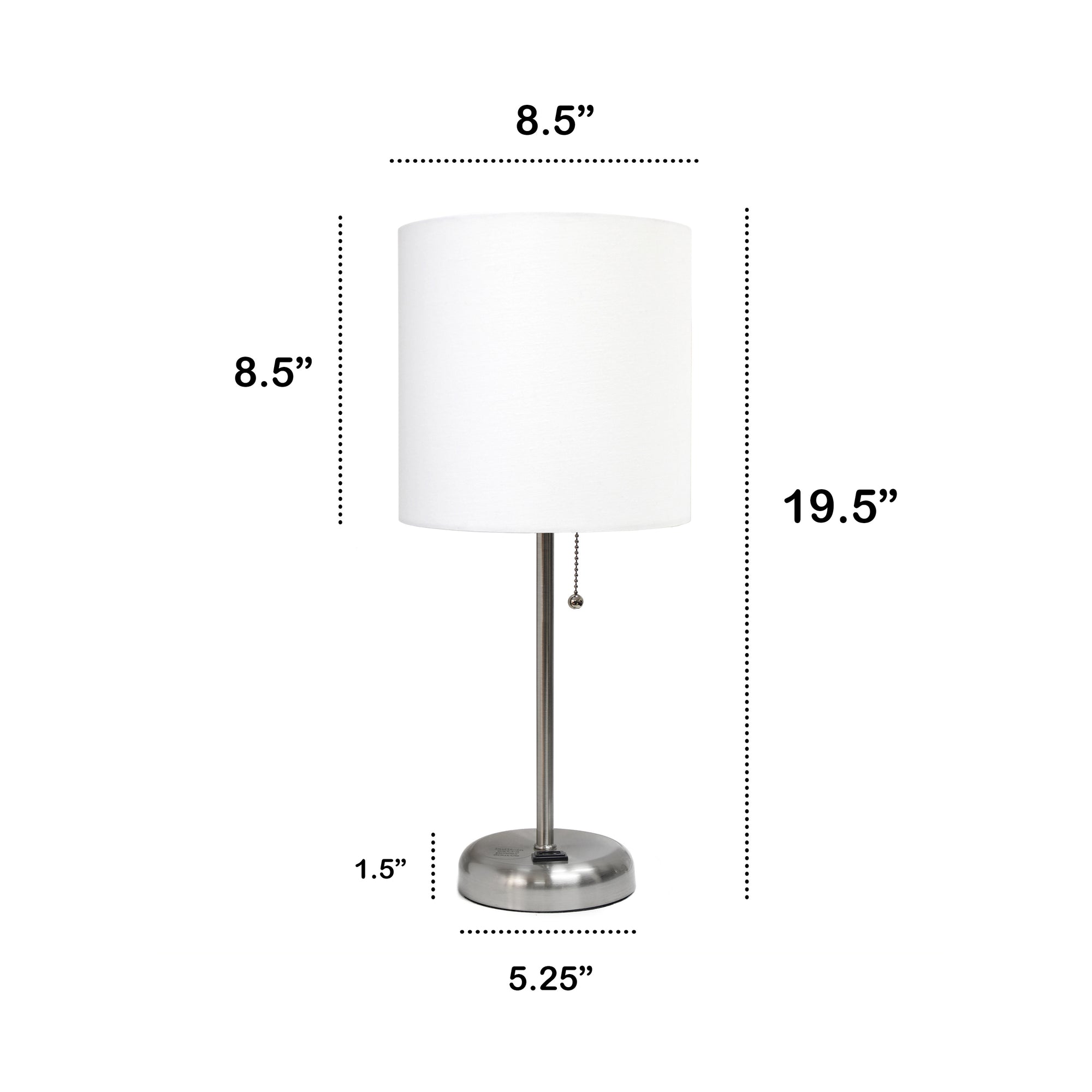 Contemporary Brushed Steel Metal USB Charging Port 19.5" Table Desk Lamp