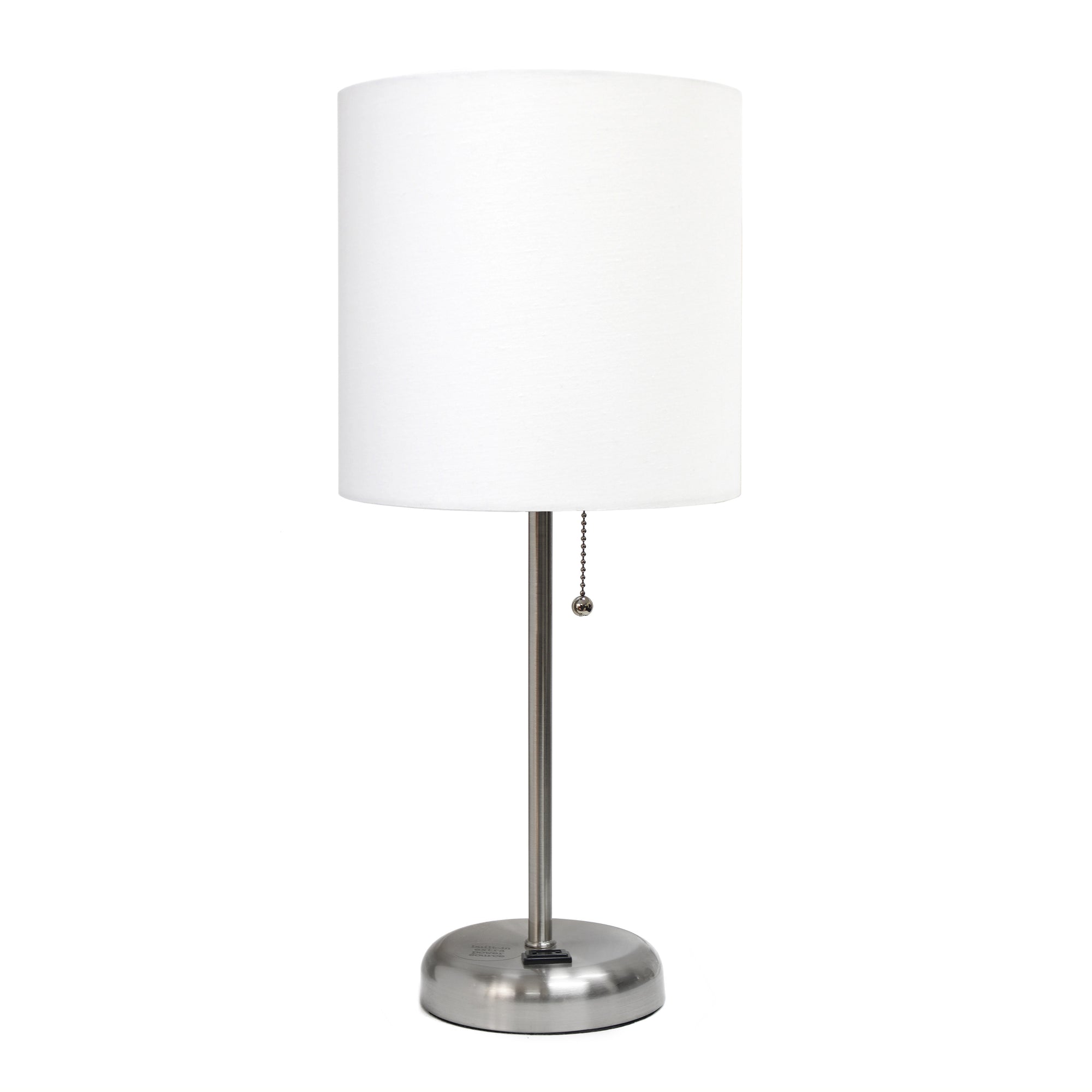 Contemporary Brushed Steel Metal USB Charging Port 19.5" Table Desk Lamp