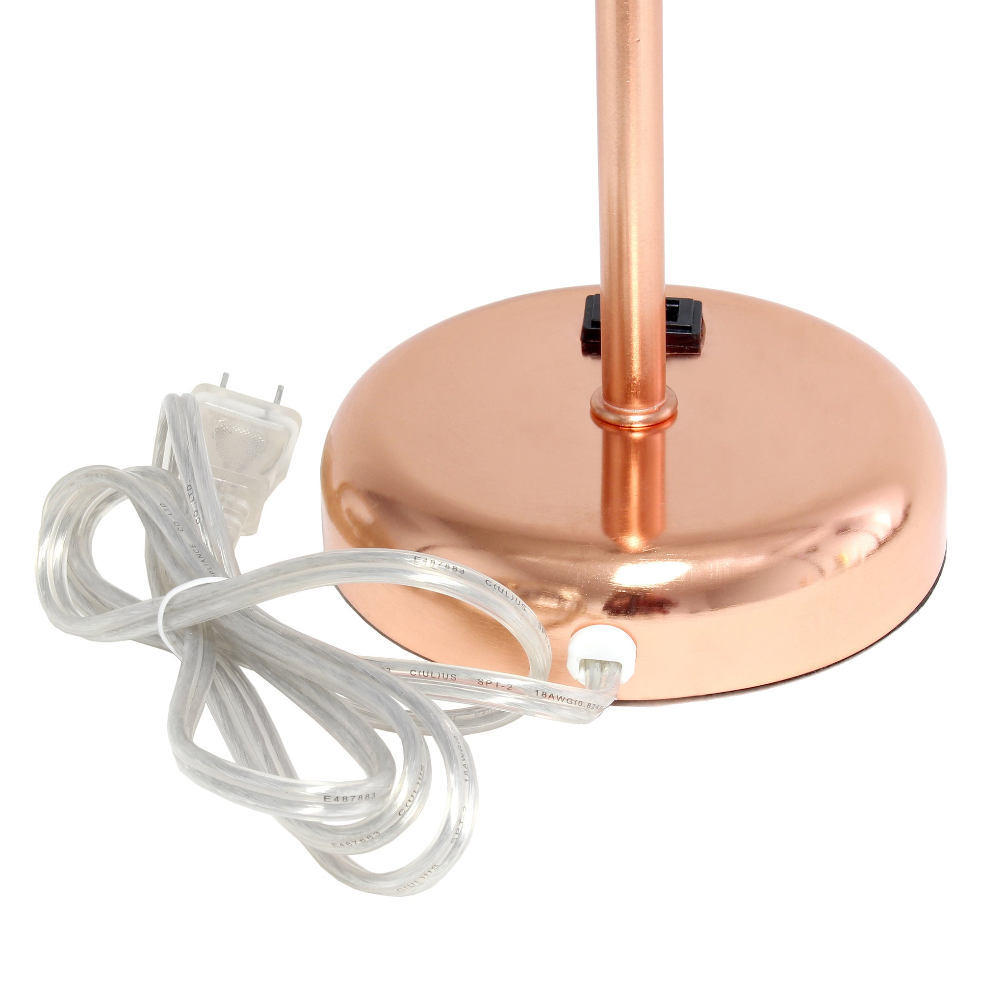 Contemporary Rose Gold Metal USB Charging Port 19.5" Table Desk Lamp