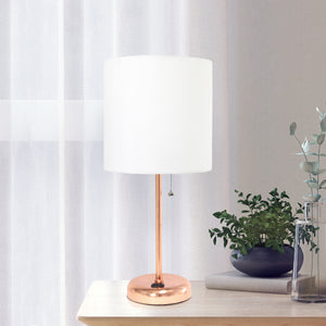 Contemporary Rose Gold Metal USB Charging Port 19.5" Table Desk Lamp