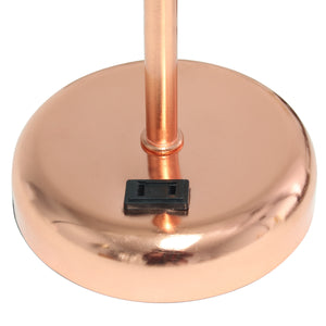 Contemporary Rose Gold Metal USB Charging Port 19.5" Table Desk Lamp