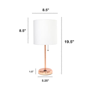 Contemporary Rose Gold Metal USB Charging Port 19.5" Table Desk Lamp