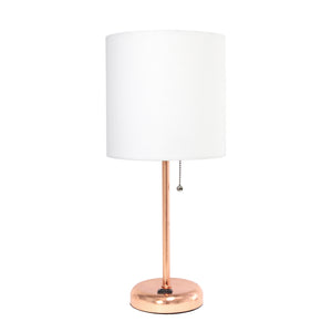 Contemporary Rose Gold Metal USB Charging Port 19.5" Table Desk Lamp