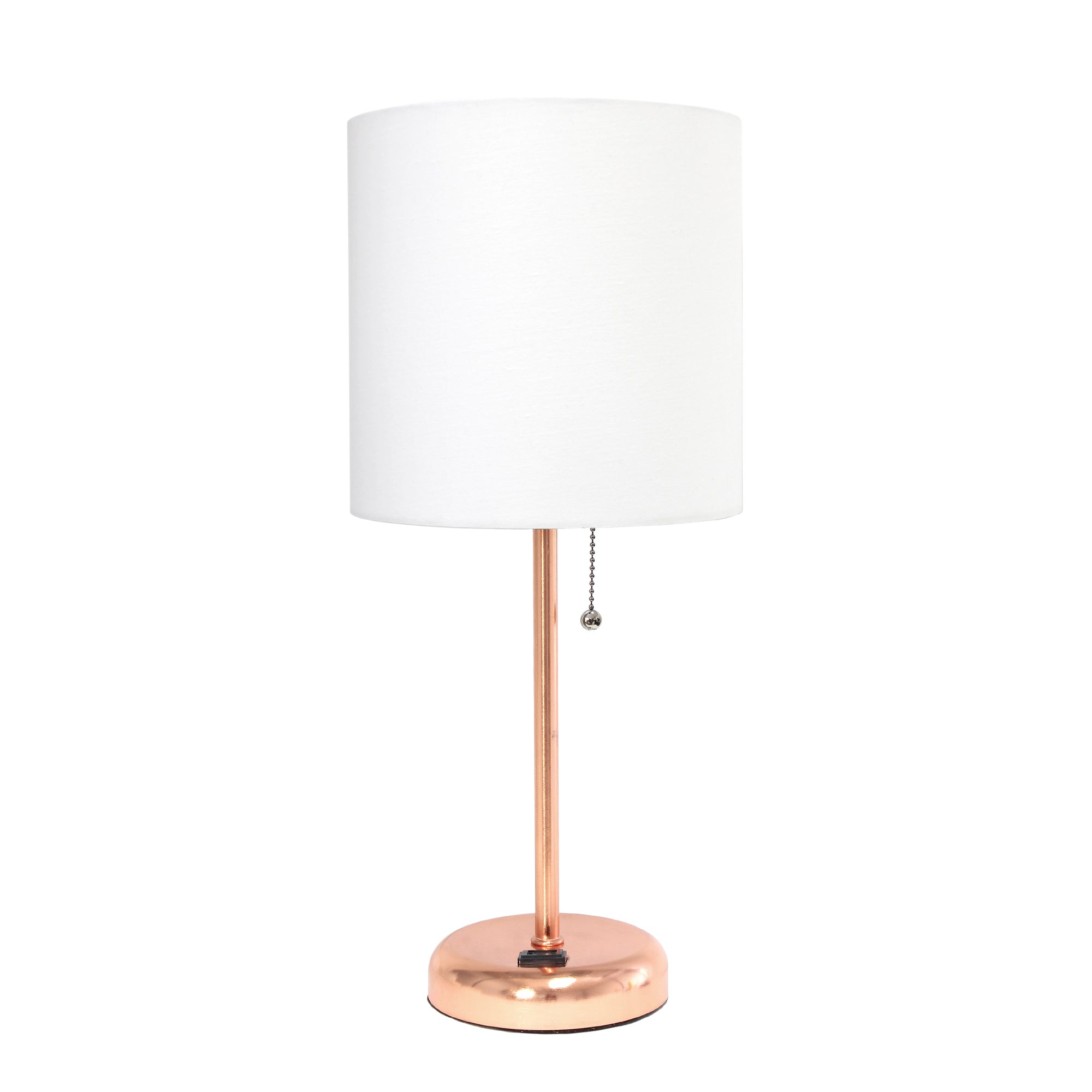 Contemporary Rose Gold Metal USB Charging Port 19.5" Table Desk Lamp