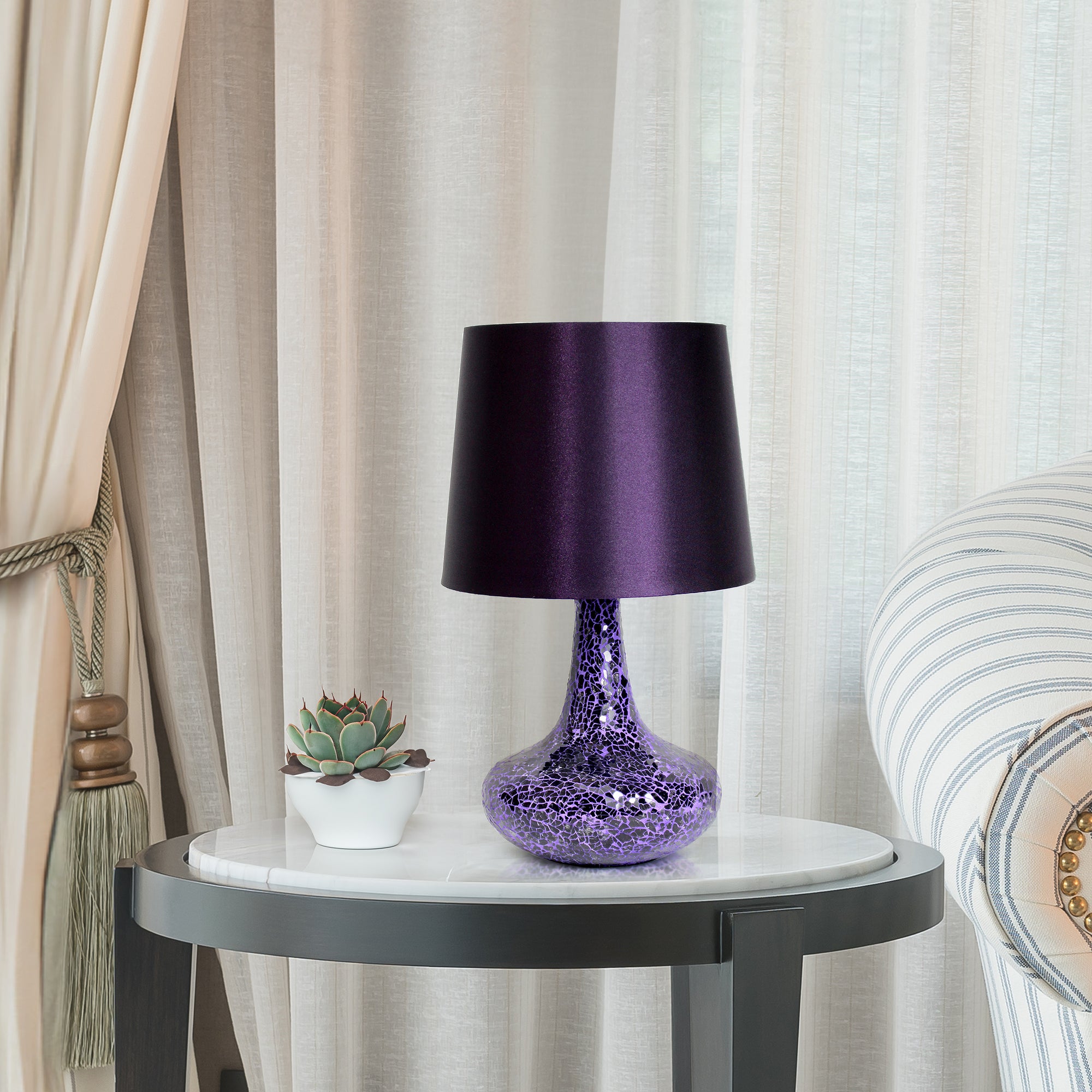 Patchwork Crystal Glass 14.17" Table Lamp