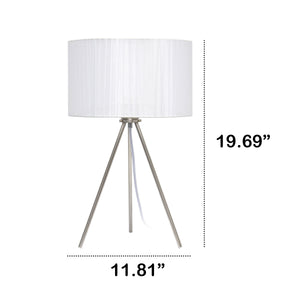 Contemporary Brushed Nickel Pedestal 19.69" Table Lamp