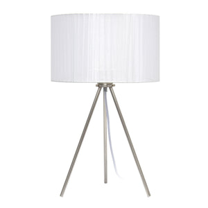 Contemporary Brushed Nickel Pedestal 19.69" Table Lamp