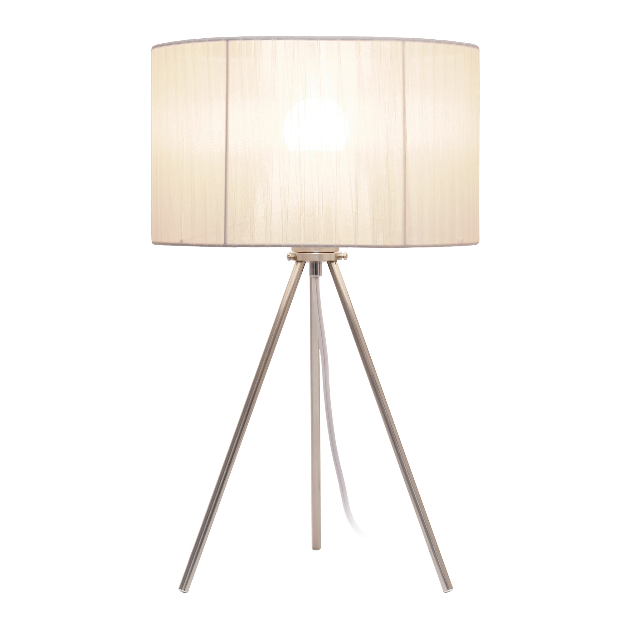 Contemporary Brushed Nickel Pedestal 19.69" Table Lamp